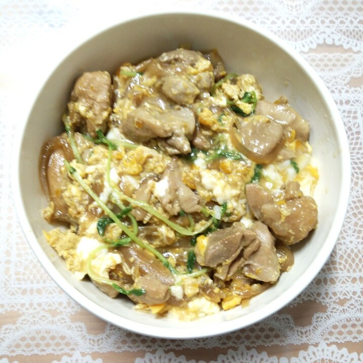 親子丼❤豆苗入り